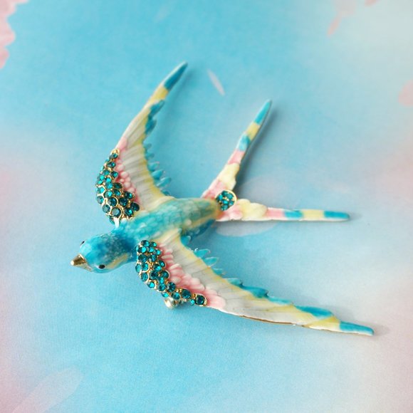 NWT  Bill skinner blue swallow brooch - Picture 1 of 7